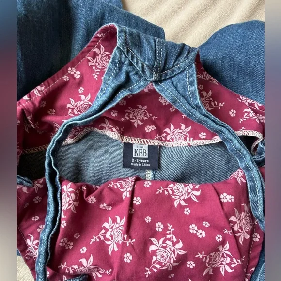 Toddler Girl Unicorn Denim Overalls 2-3 Years Blue Jean Romper 100% Cotton - Picture 9 of 10